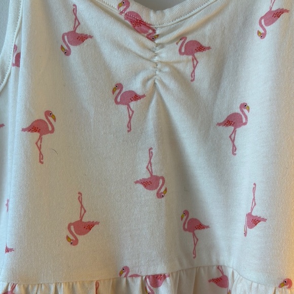 White Dress with Pink Flamingo Print - Picture 2 of 4